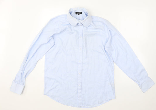 Taylor & Wright Mens Blue  Polyester  Button-Up Size M Collared