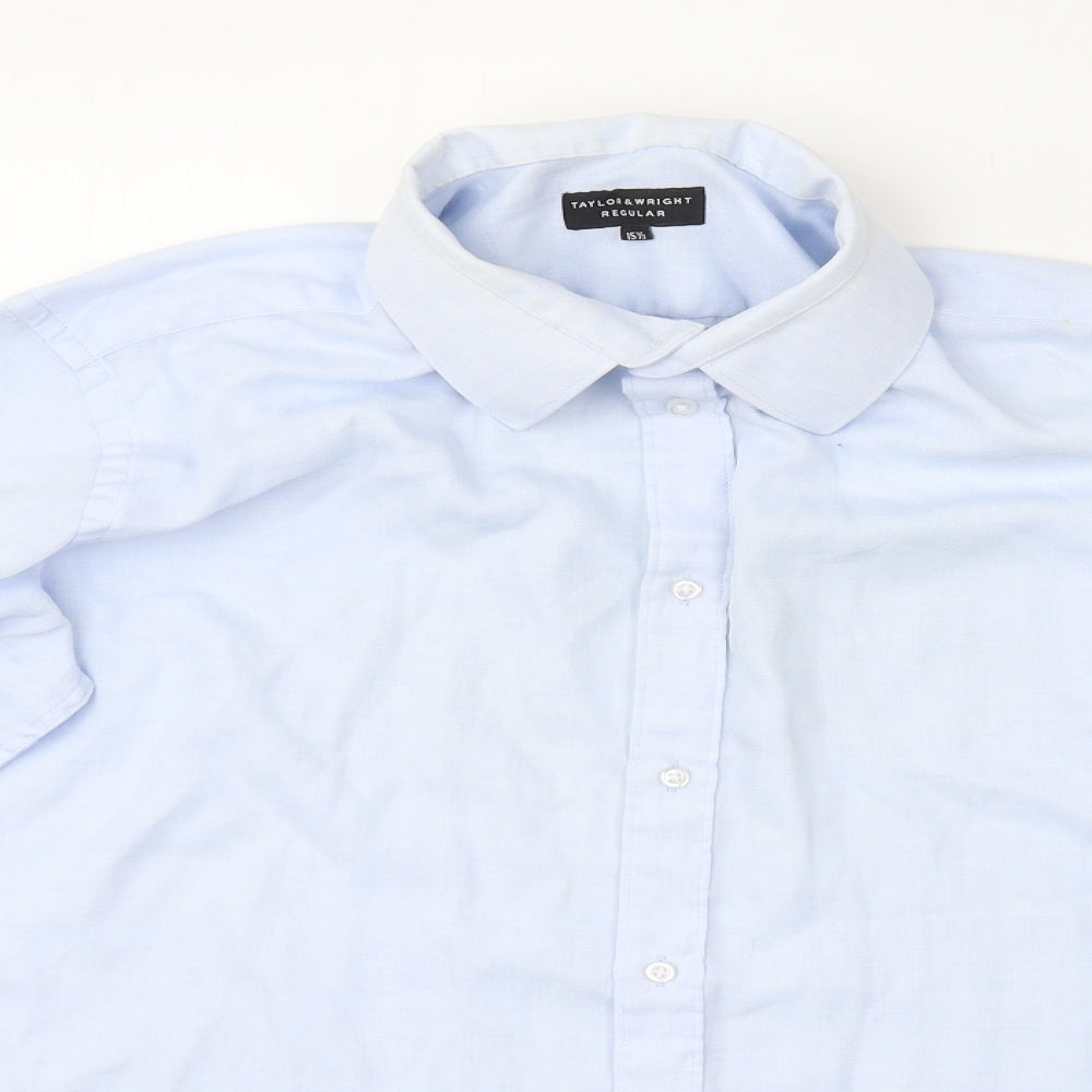 Taylor & Wright Mens Blue  Polyester  Button-Up Size M Collared