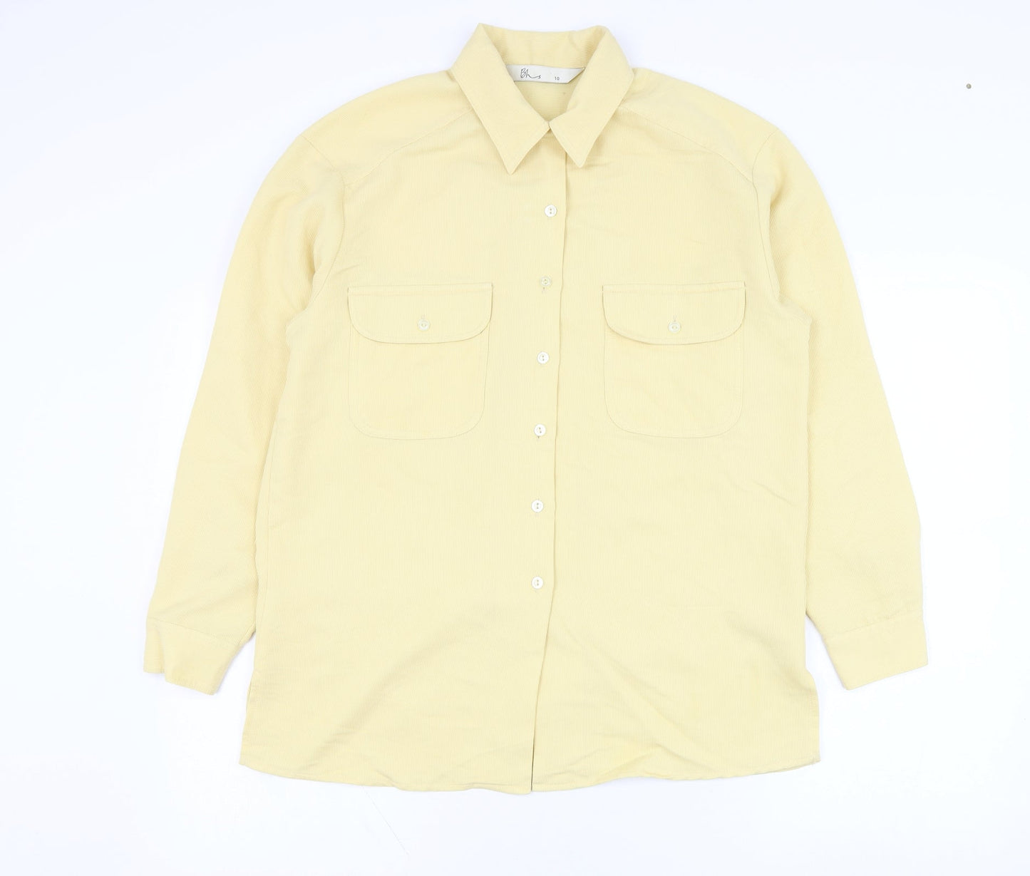 Womens UK Size 10 BHS Yellow Basic Button-Up