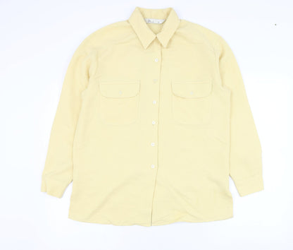 Womens UK Size 10 BHS Yellow Basic Button-Up