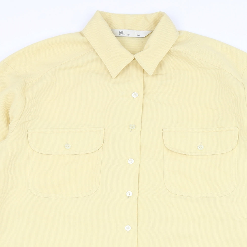 Womens UK Size 10 BHS Yellow Basic Button-Up