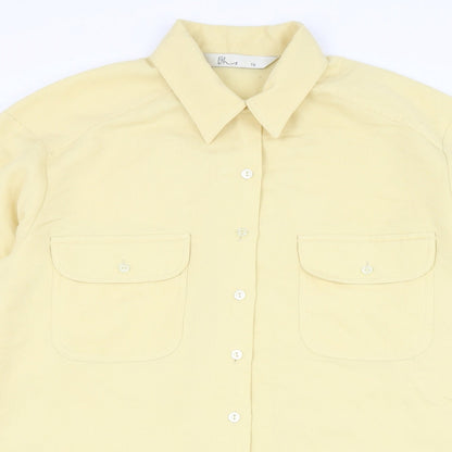Womens UK Size 10 BHS Yellow Basic Button-Up