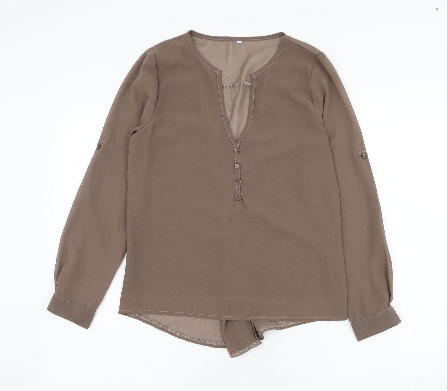 Womens UK Size S Preworn Brown Basic Blouse