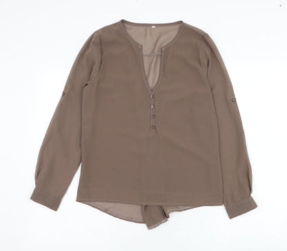 Womens UK Size S Preworn Brown Basic Blouse