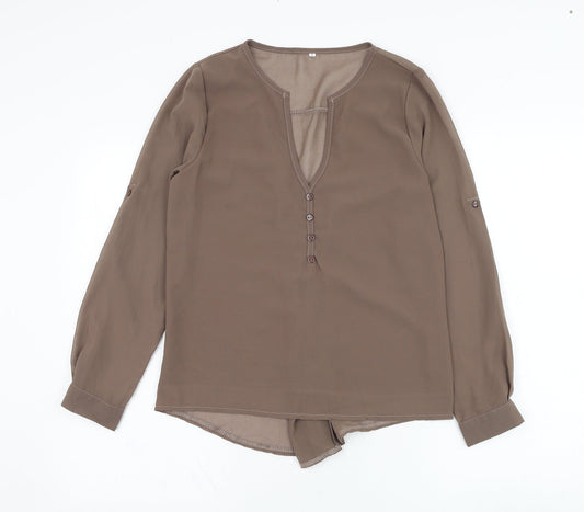 Womens UK Size S Preworn Brown Basic Blouse