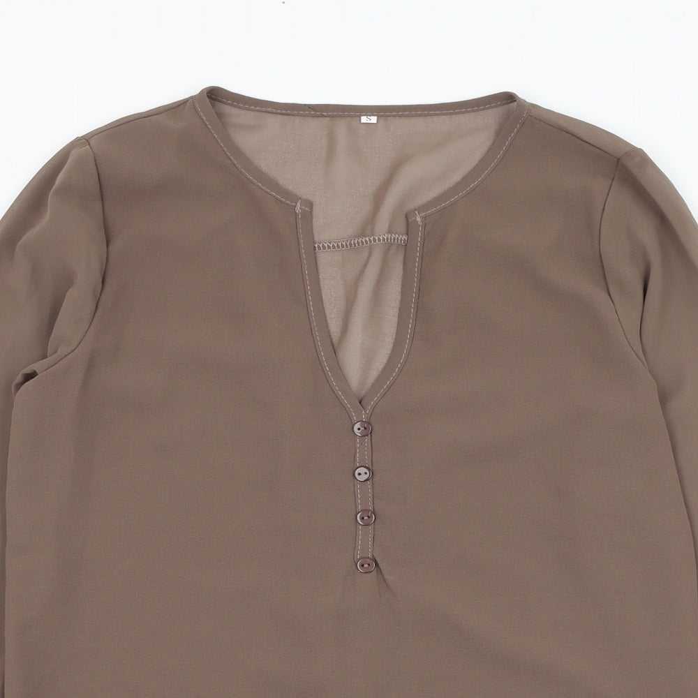 Womens UK Size S Preworn Brown Basic Blouse