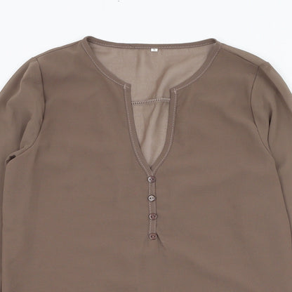 Womens UK Size S Preworn Brown Basic Blouse