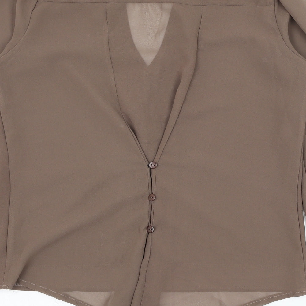 Womens UK Size S Preworn Brown Basic Blouse