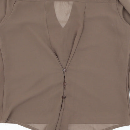 Womens UK Size S Preworn Brown Basic Blouse