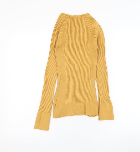 Primark Womens Yellow V-Neck  Viscose Pullover Jumper Size 10