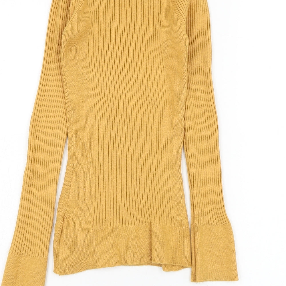 Primark Womens Yellow V-Neck  Viscose Pullover Jumper Size 10