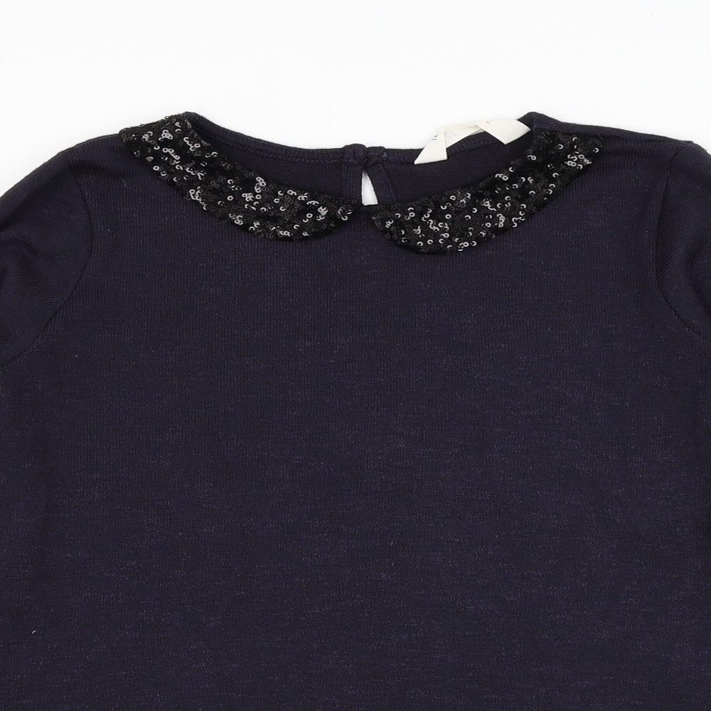H&M Girls Blue Collared  Polyester Pullover Jumper Size 9-10 Years  Pullover