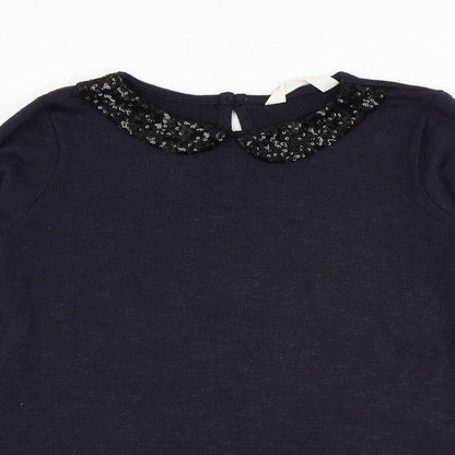 H&M Girls Blue Collared  Polyester Pullover Jumper Size 9-10 Years  Pullover