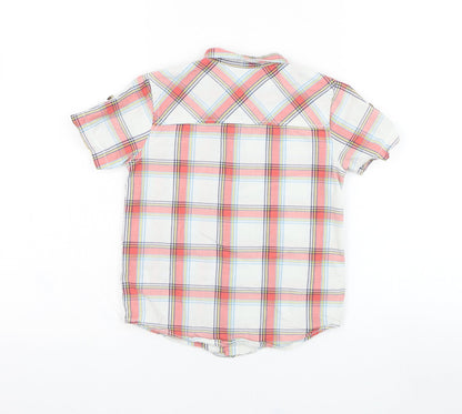 M&Co Boys White Check Cotton Basic Button-Up Size 5-6 Years Collared Button