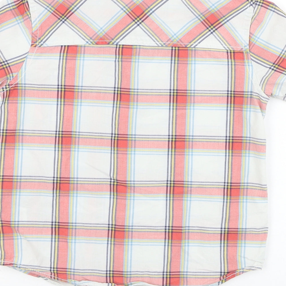 M&Co Boys White Check Cotton Basic Button-Up Size 5-6 Years Collared Button