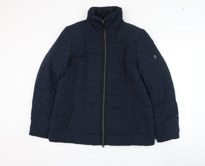 Barbara Lebek Womens Blue   Puffer Jacket Coat Size 14  Zip