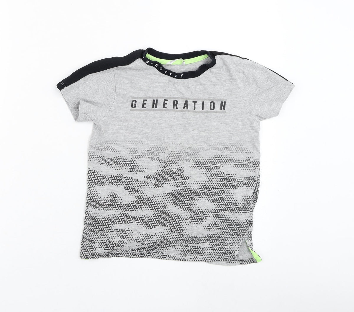 Pep&co Boys Grey  Cotton Basic T-Shirt Size 7-8 Years Round Neck Pullover - Generation