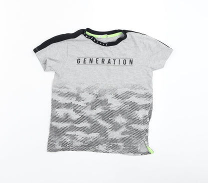 Pep&co Boys Grey  Cotton Basic T-Shirt Size 7-8 Years Round Neck Pullover - Generation