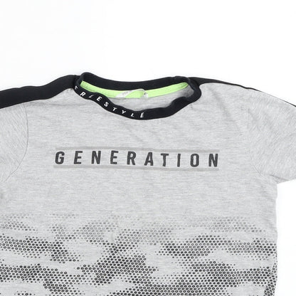 Pep&co Boys Grey  Cotton Basic T-Shirt Size 7-8 Years Round Neck Pullover - Generation