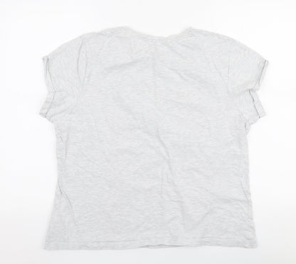 Primark Womens Grey  Cotton Jersey T-Shirt Size L Round Neck - Disney Mickey Mouse