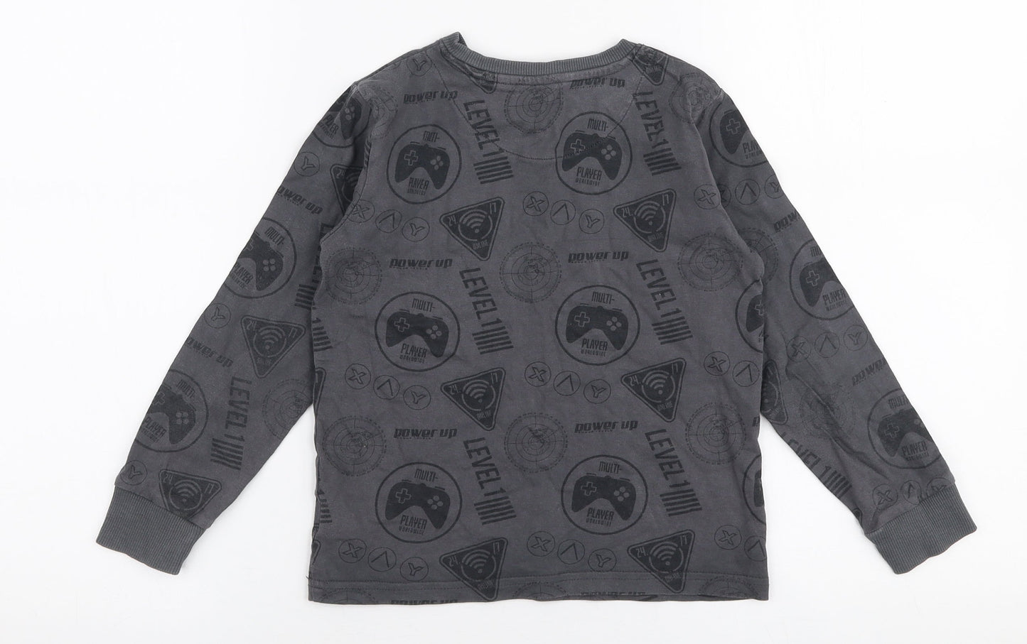 NEXT Boys Grey  100% Cotton Jersey T-Shirt Size 6 Years Round Neck Pullover - Gaming