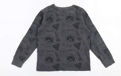 NEXT Boys Grey  100% Cotton Jersey T-Shirt Size 6 Years Round Neck Pullover - Gaming