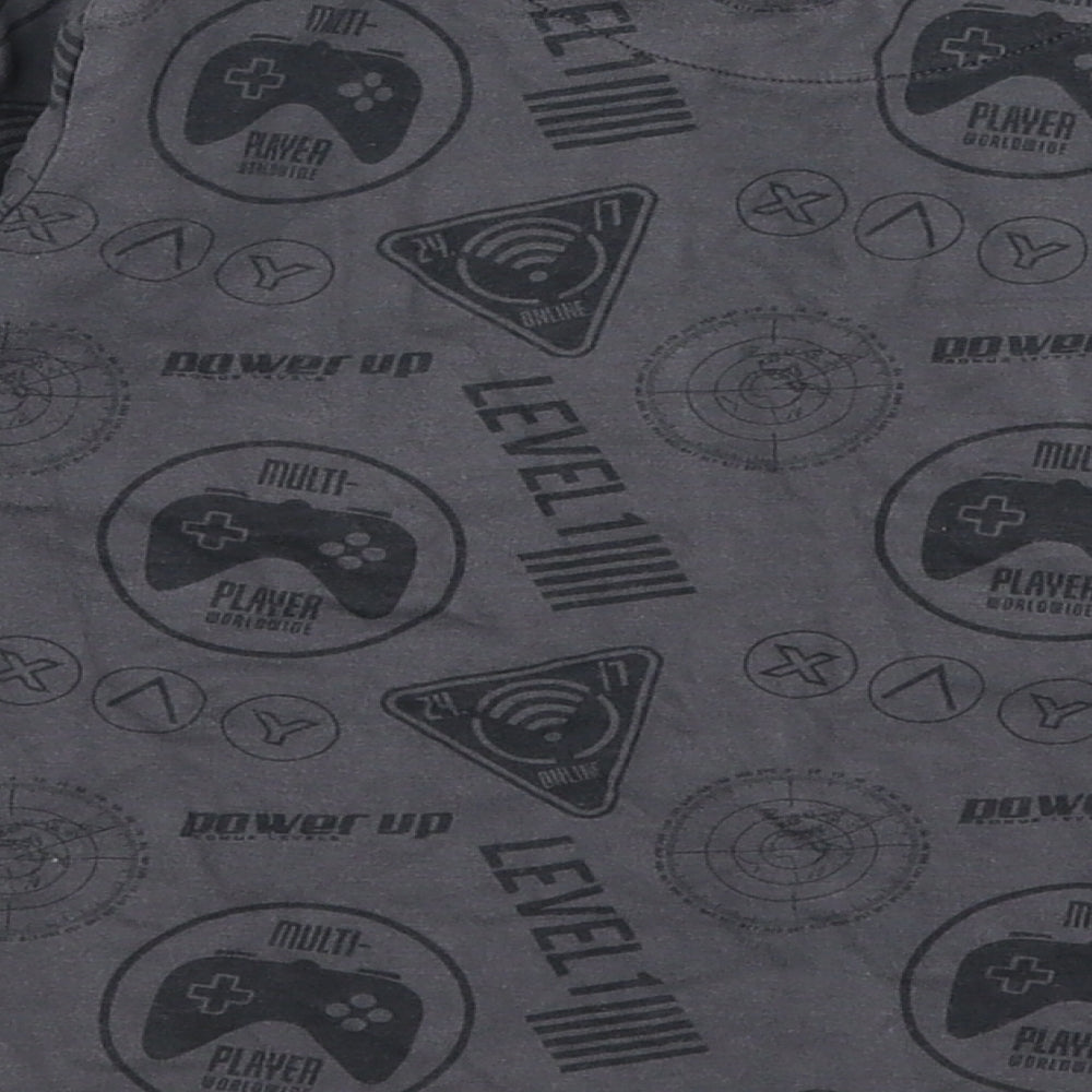 NEXT Boys Grey  100% Cotton Jersey T-Shirt Size 6 Years Round Neck Pullover - Gaming
