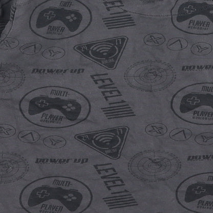 NEXT Boys Grey  100% Cotton Jersey T-Shirt Size 6 Years Round Neck Pullover - Gaming
