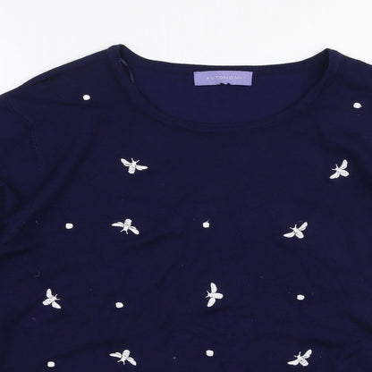 Autonomy Womens Blue Round Neck  Viscose Pullover Jumper Size M