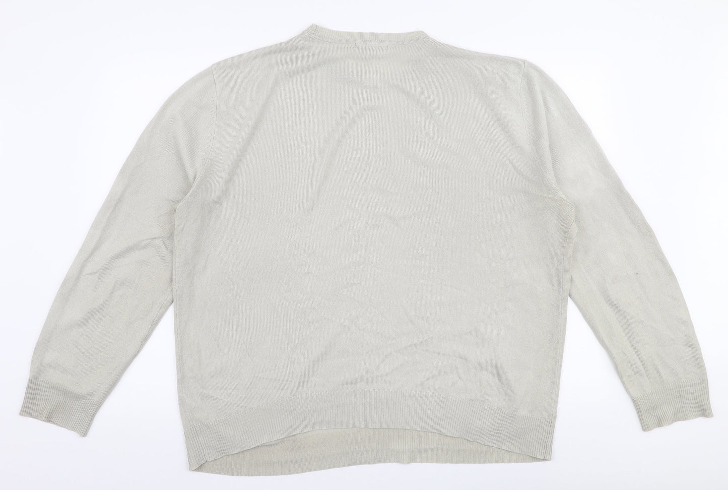 George Mens Grey Round Neck  Acrylic Pullover Jumper Size L