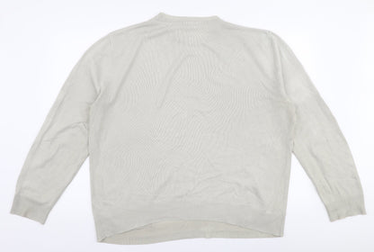 George Mens Grey Round Neck  Acrylic Pullover Jumper Size L