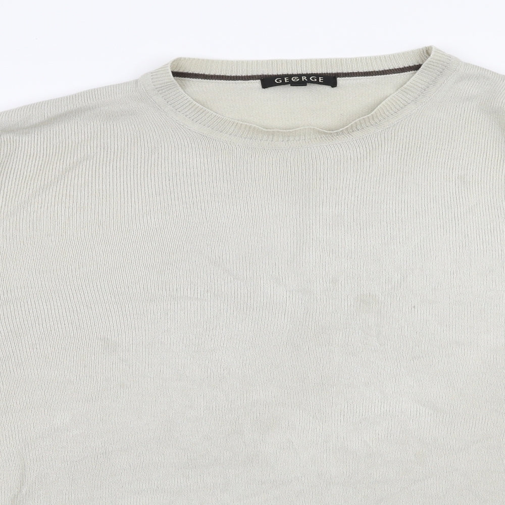 George Mens Grey Round Neck  Acrylic Pullover Jumper Size L