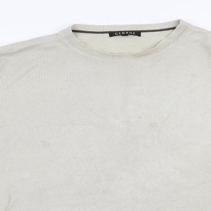 George Mens Grey Round Neck  Acrylic Pullover Jumper Size L
