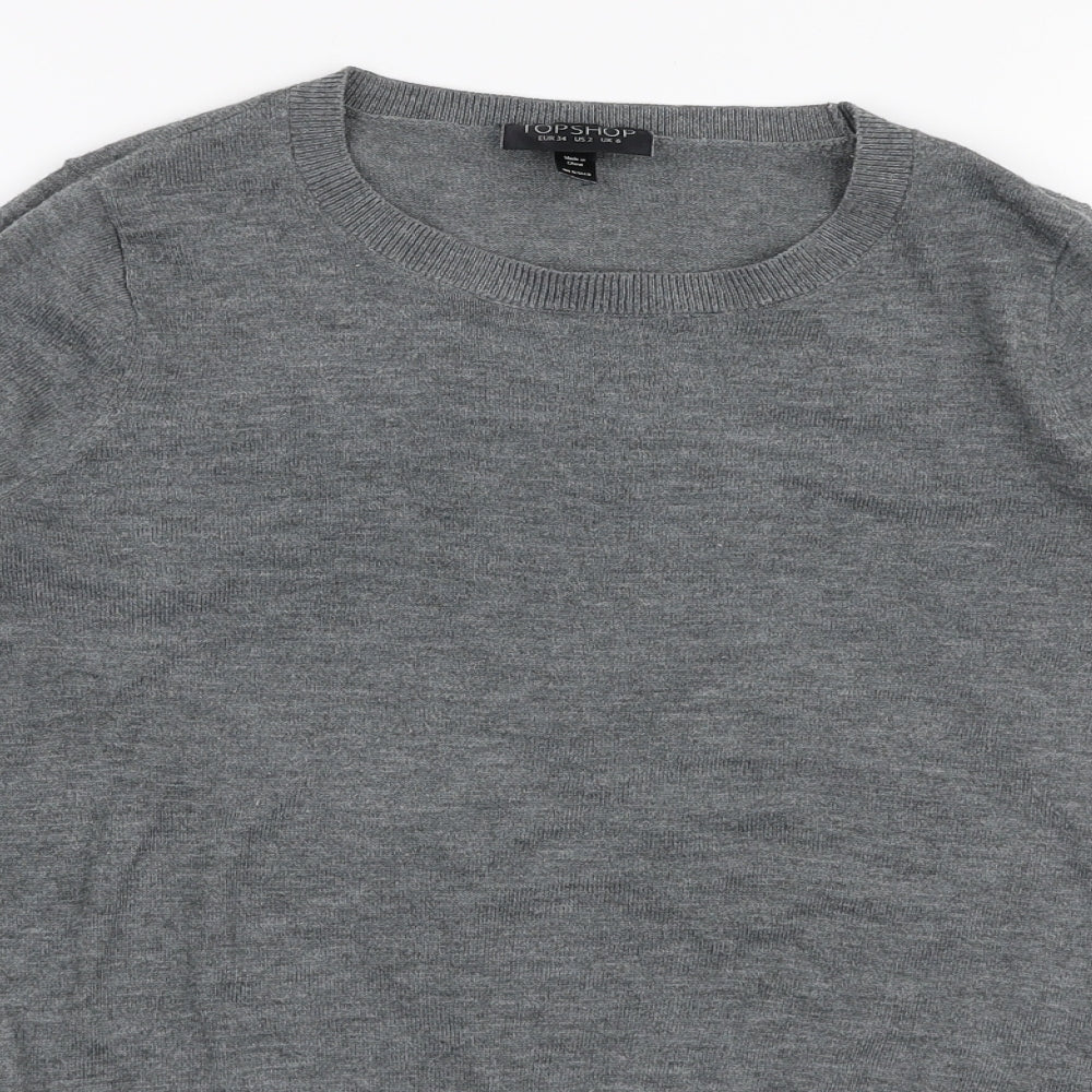 Womens UK Size 6 Topshop Grey Pullover Jumper