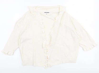 Gerard Womens White Collared  Viscose Cardigan Jumper Size XL