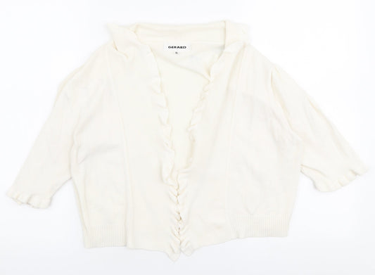 Gerard Womens White Collared  Viscose Cardigan Jumper Size XL
