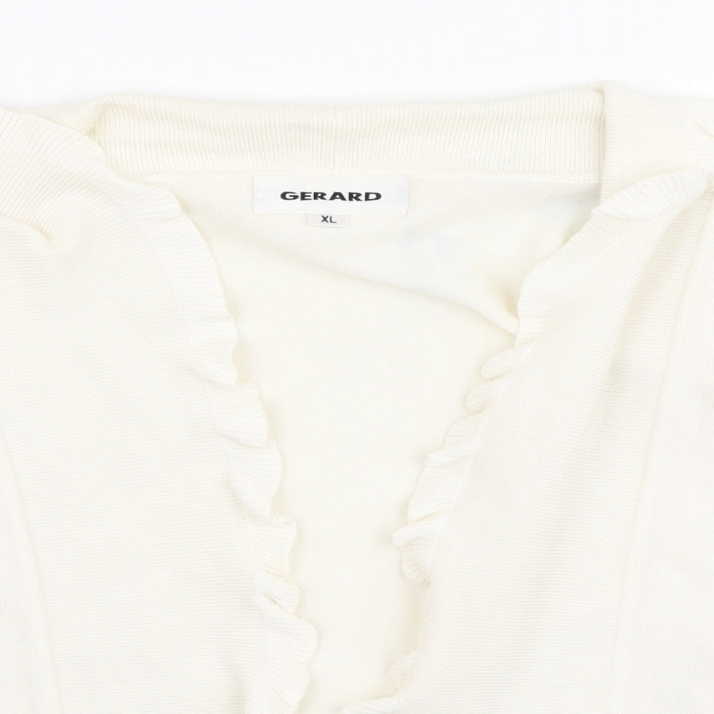 Gerard Womens White Collared  Viscose Cardigan Jumper Size XL