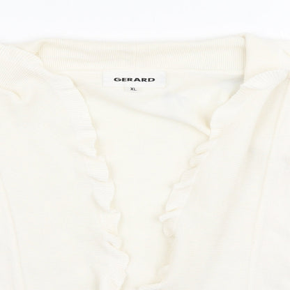 Gerard Womens White Collared  Viscose Cardigan Jumper Size XL