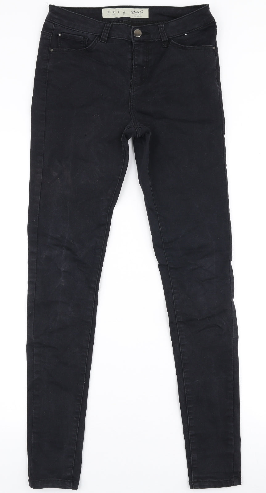 Denim Co Womens Black  Cotton Skinny Jeans Size 10 L32 in Slim Zip