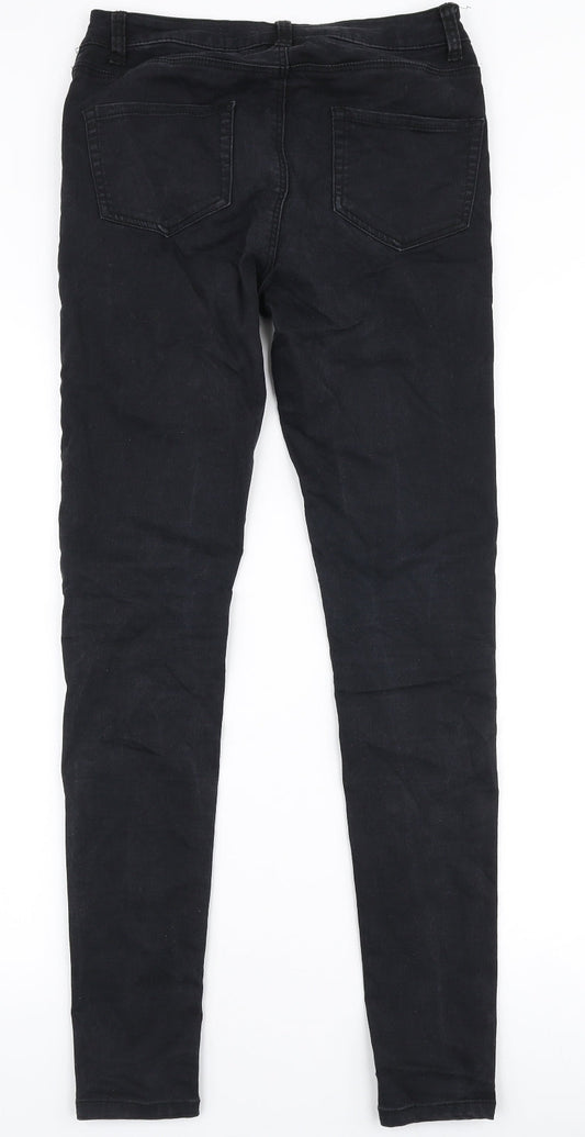 Denim Co Womens Black  Cotton Skinny Jeans Size 10 L32 in Slim Zip