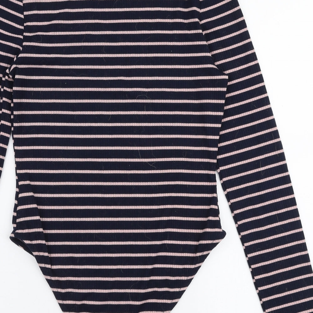 Brave Soul Womens Blue Striped Polyester Bodysuit One-Piece Size XS  Pullover