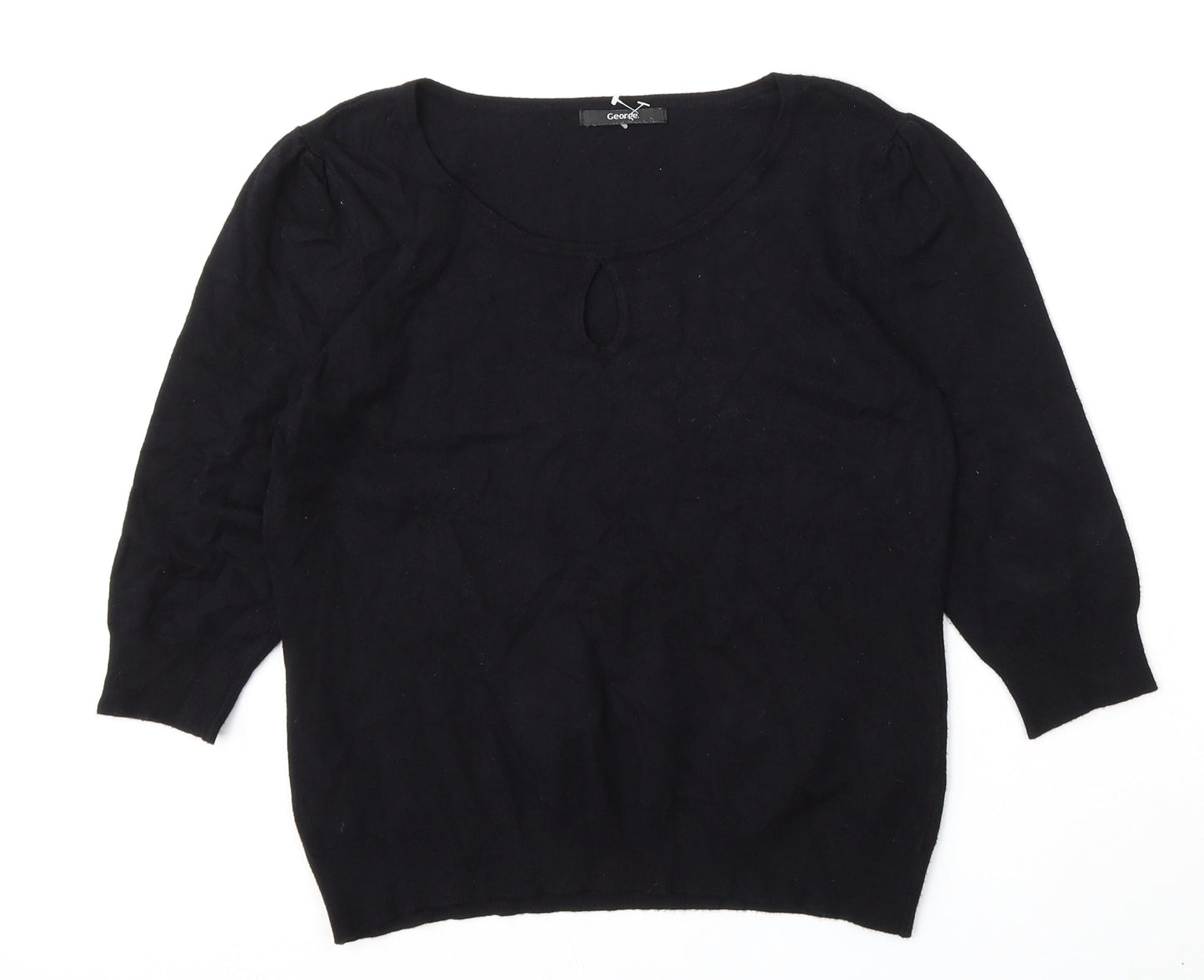 George Womens Black Round Neck  Polyester Pullover Jumper Size M