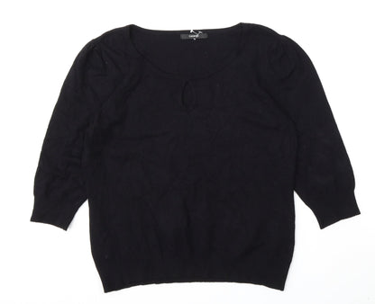 George Womens Black Round Neck  Polyester Pullover Jumper Size M