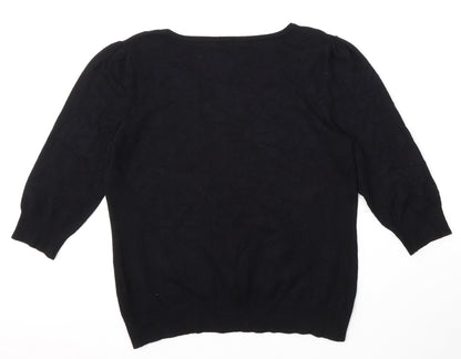 George Womens Black Round Neck  Polyester Pullover Jumper Size M