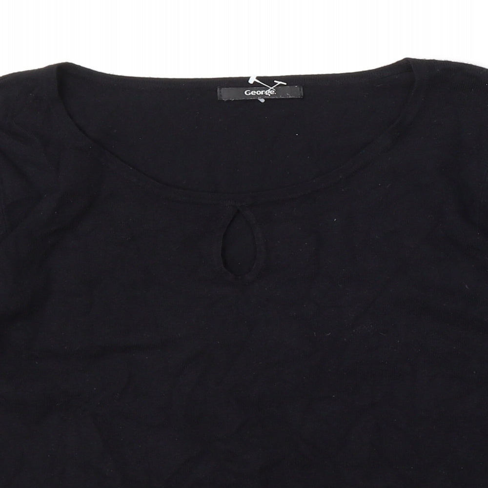 George Womens Black Round Neck  Polyester Pullover Jumper Size M