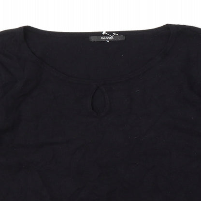George Womens Black Round Neck  Polyester Pullover Jumper Size M