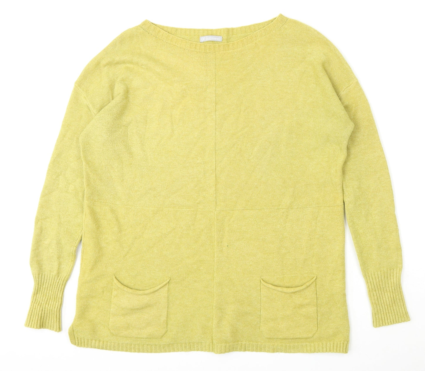 LV Clothing Womens Green Round Neck  Viscose Pullover Jumper Size L