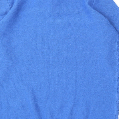 Isle Essentials Womens Blue Collared  Acrylic Pullover Jumper Size 10   - Built in shirt