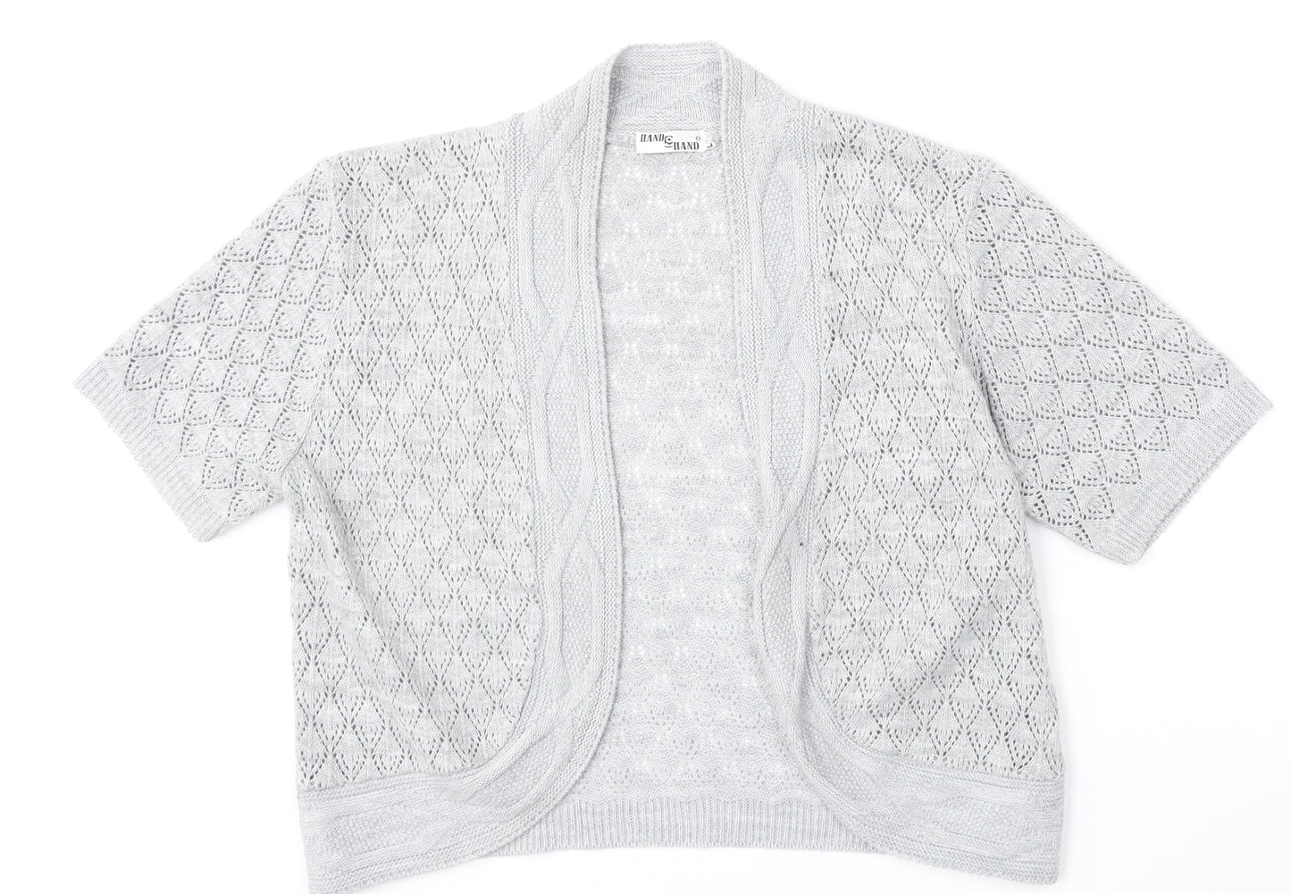 Womens UK Size L Hand to Hand Grey Cardigan Jumper