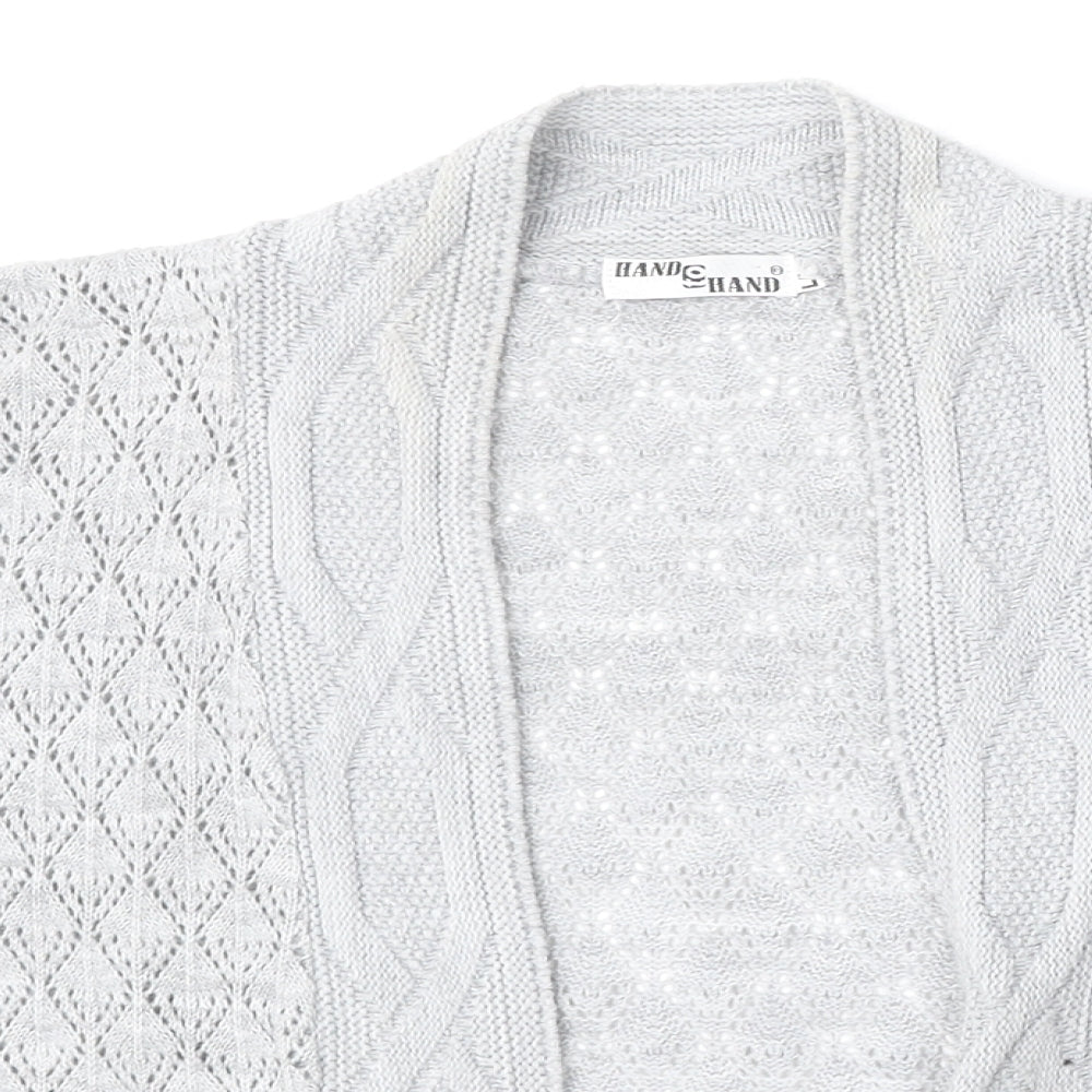 Womens UK Size L Hand to Hand Grey Cardigan Jumper